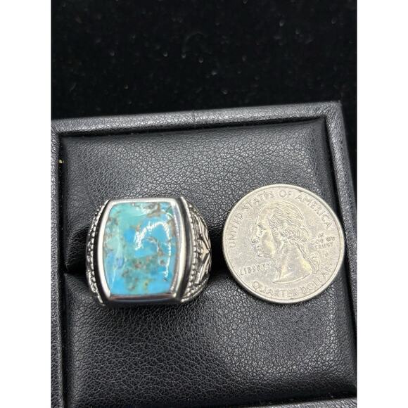 New Condition Sterling Silver Turquoise Ring Turkish Design Size 9 - Picture 7 of 11